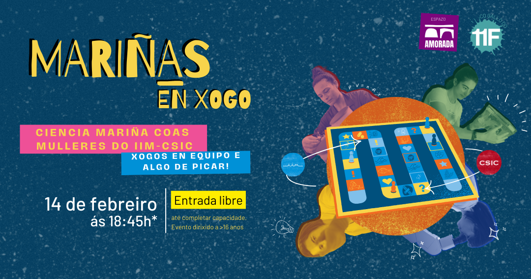 Mariñas en Xogo. Free entry until capacity is reached. At A Morada on 14 February. Call at 18:45 with doors opening at 19:00. For people aged over 16.