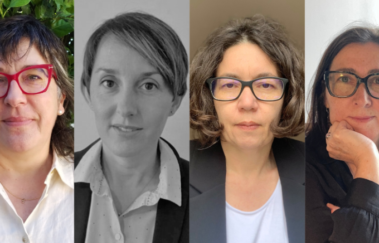 Fotografía das investigadoras que se incorporan ao CSIC en Galicia. De esquerda a dereita, Cristina Fernández Filgueira (MBG), Patricia López Sánchez (IIM), Critina Brice Pita (IIM) e María Ximena Senatore (INCIPIT).